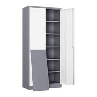 Armoire de rangement métallique moderne multifonctionnelle à 2 portes en acier pour bureau, garage, atelier - Offre Spéciale