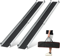 Kunden spezifische Teleskop-Rollstuhl rampen 7ft verstellbare Rollstuhl rampe 7,4 "breite rutsch feste Aluminium rampe für Heim treppen