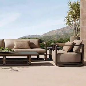 Ensemble de meubles de jardin en bois de teck imperméable avec canapé en forme de L - Product Image 5