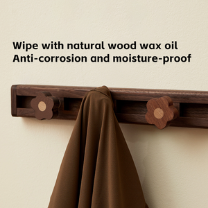 Perchero Multifuncional de Madera Maciza para Montar en la Pared, Organizador Floral Deslizante, Almacenamiento para el Hogar, Estilo Rústico, Resistente, con Ganchos Autoadhesivos - Product Image 6