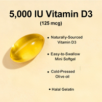 Vitamine D3 5000 UI K2 en capsules molles de qualité alimentaire, en vrac, végétalienne, saine, pour la fonction musculaire et le soutien immunitaire