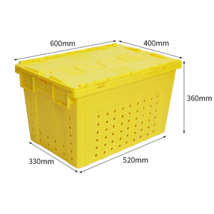 600*400*360Mm Lớn Chất Lượng Tốt Nhất Nhiệm Vụ Nặng Nề Có Thể Tái Chế Nhựa Lưu Trữ Với Nắp Tote Hộp Đính Kèm Nắp Màu Vàng Container Cho Bán - Product Image 1