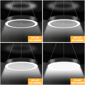 Lustre suspendu circulaire insonorisé pour plafond de bureau <span class=keywords><strong>intérieur</strong></span>, lampe annulaire ovale à intensité variable, lumière linéaire acoustique à LED - Product Image 6