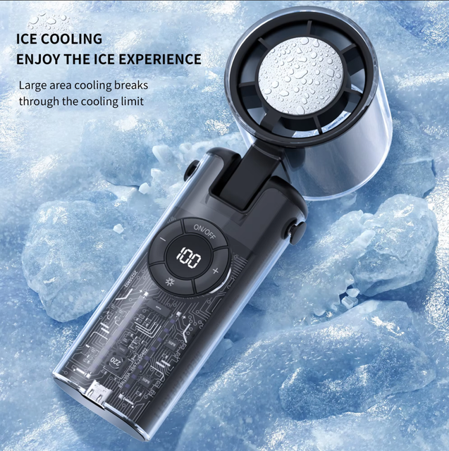 Portable 199-Speed Mini Personal Fan 4000mAh USB Rechargeable Battery Wearable Refrigeration Technology Handheld Car Household