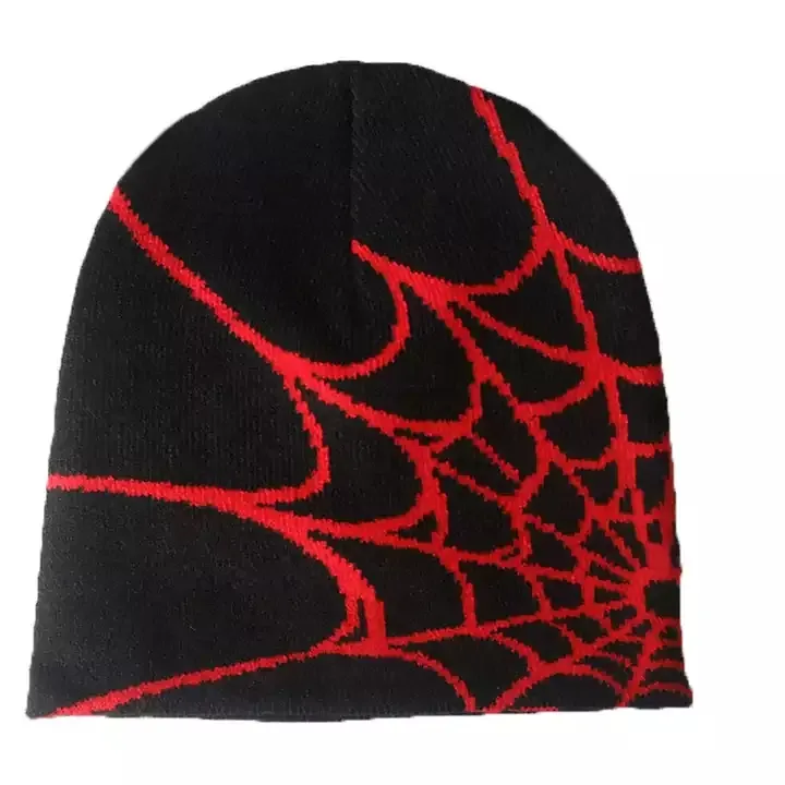 Autumn Winter Knitted Beanie Hat Women Men's Halloween Fashion Warm Spider Web Jacquard Beanie Hip Hop Hat