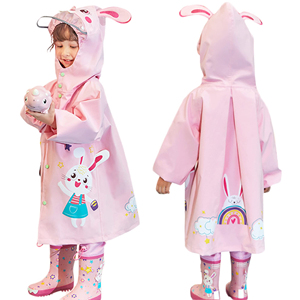 Wholesale Safe Reflective Cartoon <b>Kids</b> Hooded Raincoat, Thick EVA Oversize <b>Rain</b> Wear with Storage Bag for School Hiking Outdoor - Product Image 2