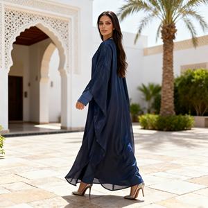 Custom Made High Quality Printed Polyester Elegant Modest Abaya <b>Dress</b> for Muslim Women Luxury Party and Evening Wear - Product Image 4