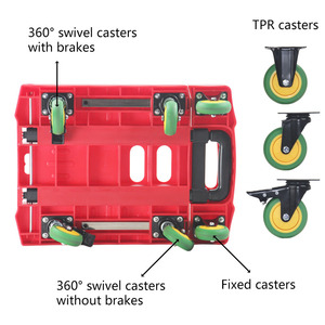 <span class=keywords><strong>Chariot</strong></span> à bagages pliable compact en plastique rouge, utilisé pour le transport de marchandises, le plus petit <span class=keywords><strong>chariot</strong></span> à bagages pliable, roue en TPR de 3 pouces, 35*61mm - Product Image 4