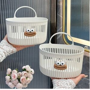 Wall Mounted Storage <b>Basket</b> Round Punch Free For Kitchen Bathroom Toilet <b>Small</b> Hanging <b>Basket</b> With Handle - Product Image 5