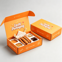 Boîte d'emballage en papier personnalisée de qualité alimentaire pour gaufres, mochi, donuts, sushis, snacks à emporter, churros, avec trous pour sauce