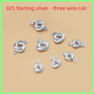 خمر S925 الفضة الإسترليني ثلاثة أسلاك لف تشابك الحب عقدة قلادة موصل مع حلقات مزدوجة لصنع المجوهرات ديي - Product Image 2