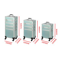 Valise de maquillage à roulettes, grande capacité, chariot de rangement cosmétique 4 en 1, valise de maquillage avec roulettes pivotantes, valise de salon de coiffure