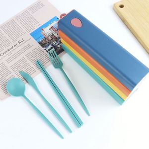 Nouvelle conception couleur avec fermeture à bouton, dans un étui pour ensemble de couverts portables en paille de blé - Product Image 2