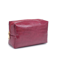 Sac de maquillage en PU de fabrication OEM, motif crocodile tendance, pochette de transport portable, fermeture éclair durable, sac cosmétique pour voyage