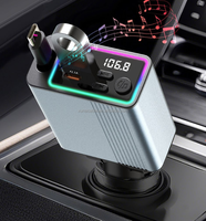 Chargeur de voiture 3-en-1 Type-C Câble de charge rapide rétractable Tension PD30W Lumières ambiantes de respiration colorées pour Bluetooth MP3