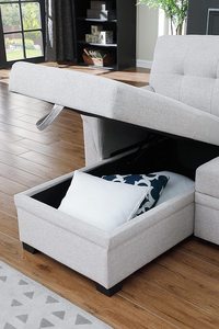 Sofá Cama en Forma de L de <span class=keywords><strong>Color</strong></span> Beige, 3 Plazas, con Cama Extraíble y Espacio de Almacenamiento, para Sala de Estar y Apartamento - Product Image 6