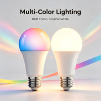 Ampoule LED WiFi Intelligente E27 RGBW Multicolore, Blanc Réglable, Contrôle par APP, Éclairage Ambiant Domestique