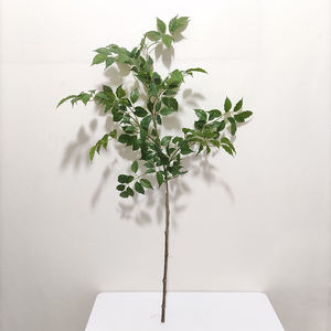 Hojas de <span class=keywords><strong>Nandina</strong></span> artificiales de alta simulación, ramas de Banyan de imitación, planta Artificial de tacto Real, decoración de jardín, vegetación Artificial - Product Image 4