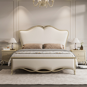 Lit en bois massif de chêne américain, style classique et moderne, confortable, meubles de chambre à coucher - Product Image 1