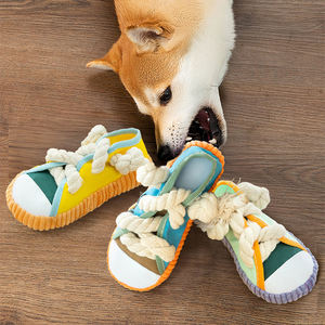 Los zapatos para morder perros hacen sonidos para moler sus dientes resistentes a morder zapatos de juguete con nudos de algodón para entrenar juguetes para perros de peluche - Product Image 2