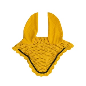 Voile d'oreille noir/jaune pour cheval en Crochet, bonnet d'oreille, matière douce, personnalisable - Product Image 1