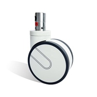 Roulettes doubles jumelles de 5 pouces (125 mm) à tige courte avec verrouillage central pour lit d'hôpital