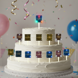 Décorations de gâteaux carrées LED réutilisables avec piles pour Noël, bars, boissons, pâtisseries, fournitures pour cupcakes, décorations de fêtes d'<span class=keywords><strong>anniversaire</strong></span> - Product Image 4