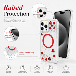 เคสโทรศัพท์ KINGSOUL แบบแม่เหล็กไร้สาย ประดับกลิตเตอร์และอัญมณี สำหรับ 14/16 Pro Max ป้องกันการกระแทก ฝังเพชร - Product Image 2