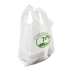 Custom Printed poly grocery convenience store bags plastic HDPE t-shirt shopping bag