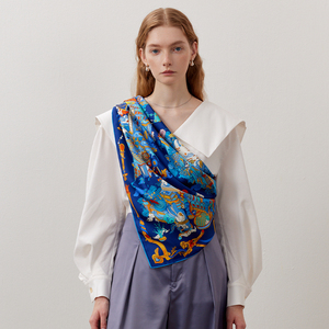 絵柄カスタムプリント100%シルクスカーフ レディース デジタルプリント 春用ラップスカーフ - Product Image 2