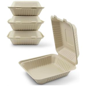 1500ml 9 Inch 100% Biodegradable & Compostable Bagasse Disposable Camping Food Packaging Containers Boxes Waterproof Greaseproof - Product Image 1