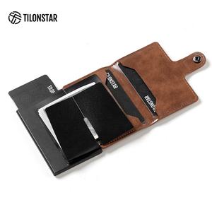 TILONSTAR TC127 ミニマリストカードオーガナイザー 二つ折りアルミ製カードケース ワンタッチポップアップウォレット PUレザー RFIDカードホルダー - Product Image 5