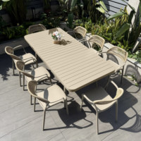 Ensemble table et chaises d'extérieur design nordique, étanche, empilable, en alliage d'aluminium, pour cour, villa, jardin, balcon, loisirs