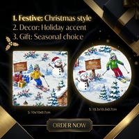 Sous-verres en céramique 3D de Noël de 4 pouces, formes ronde et carrée, écologiques, durables, vente en gros d'usine