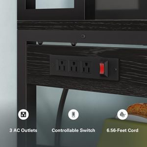 Estante de Cocina Metálico Moderno Huasheng de 5 Niveles, Móvil, con Tomas de Corriente, Soporte para <span class=keywords><strong>Microondas</strong></span> de 38 Pulgadas y Almacenamiento - Product Image 3