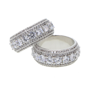 Cincin bandul kristal bulat warna-warni, Perhiasan pria berlian hip hop bling cz batu mikro - Product Image 6