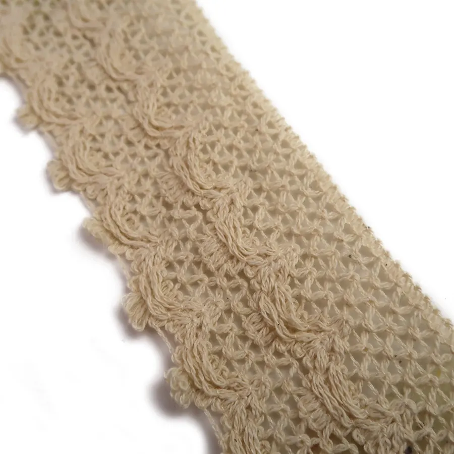 Custom Fancy Wide Cotton And Satin Ribbon Crochet New Lace Trim