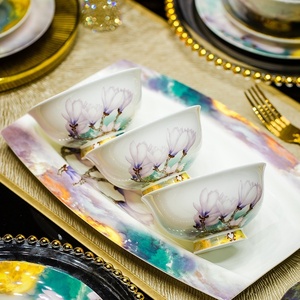 Service de table en céramique de Jingdezhen – Ensemble haut de gamme de luxe léger pour la maison, idéal pour les cadeaux de déménagement – Nouveaux plats chinois en gros - Product Image 4
