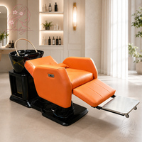 Chaise de lavage de cheveux avec tête rotative à 180 degrés, circulation d'eau vapeur, unité de lavage avec chaise pivotante et dossier et repose-jambes électriques