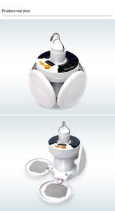 Bombilla de luz de emergencia recargable solar USB portátil con colgador para acampar en interiores y exteriores Bombilla LED plegable - Product Image 5