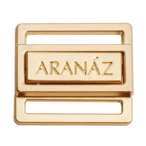 Benutzer definierte Designer gravierte Namens schnalle Hardware Bade bekleidung Gold Logo Marke Schnalle für Kleidungs stücke