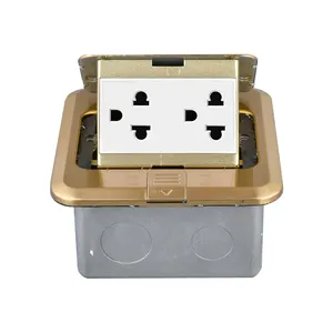 Thailand standard ground plug multifunctional Thai 6pin Waterproof pop-up floor Electrical outlet copper Gold Floor boxes socket