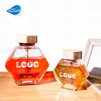 Botol madu bening 100ml 220ml 380ml, sisir madu kaca stoples madu dengan tutup kayu