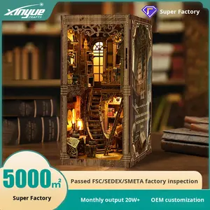 Op maat gemaakte lasergegraveerde houten boekensteunen DIY miniatuurhuismodel antieke boeken 3D stereo speelgoed promotionele geschenken - Product Image 2