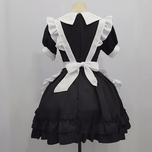 Yi Xiaoyi Anime Lolita Maid Dress Women Adult Black <b>White</b> Bowknot <b>Frill</b> <b>Skirt</b> Costume Cosplay Outfit - Product Image 4