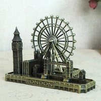 Figura de estatua de resina de ciudad Retro, bronce, Ojo de Londres, Big Ben, Tower Bridge, decoración de modelo UK