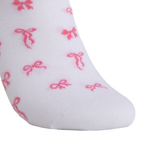 महिलाओं के लिए गुलाबी सुंदर धनुष कपास के मोजे युवा लड़कियों के लिए आरामदायक चालक दल की लंबाई वाले शरीर का लोगो एक आकार का दैनिक पोशाक पहनना - Product Image 5