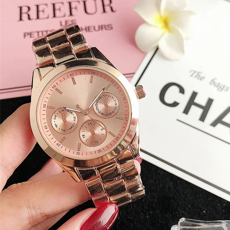 rose gold geneva watches reloges cuarzo gold watch logo Creative Chinese products high quality watch for men