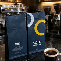 Sac d'emballage pour café, pochette mate pour grains de café de 1 kg, valve unidirectionnelle, impression graphique personnalisée, fermeture éclair refermable