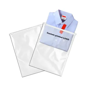 סיטונאי מפעל שקיות בגד שקיות חולצה מפלסטיק PE שקיות רוכסן שקופות חלביות עם לוגו מודפס בהתאמה אישית לבגדים